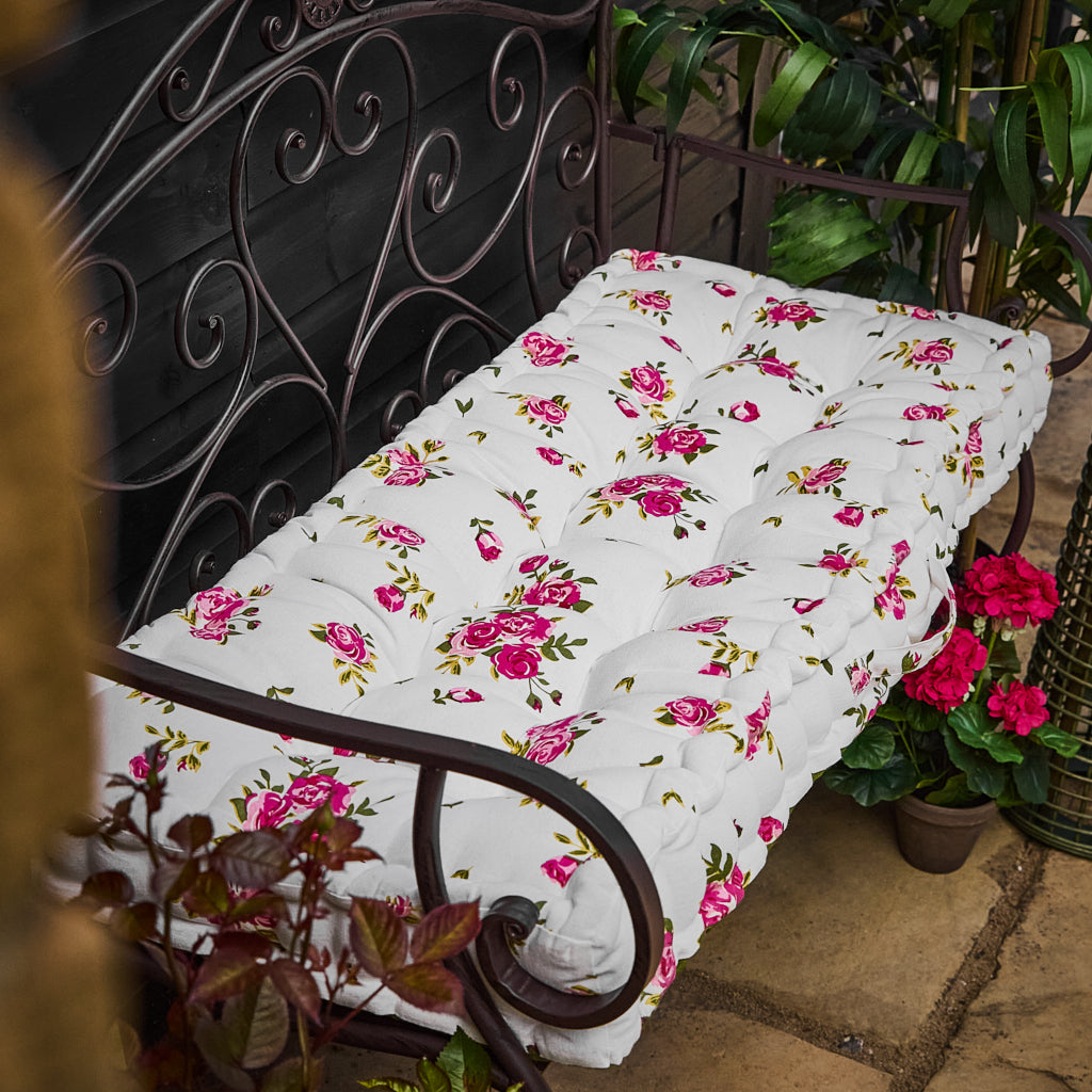 Helmsley Floral Garden Seat Pads Set Of Pink Floral Print Outdoor