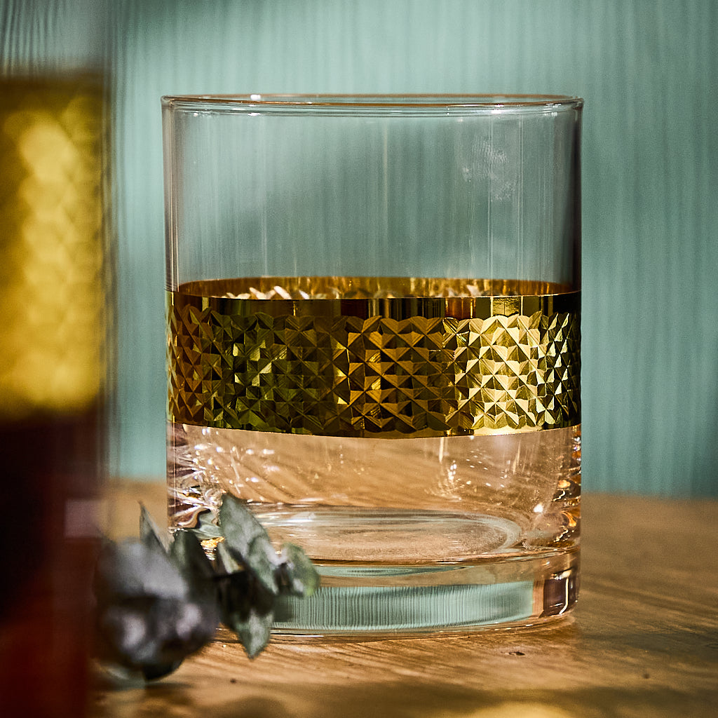 gold band whisky tumbler glass