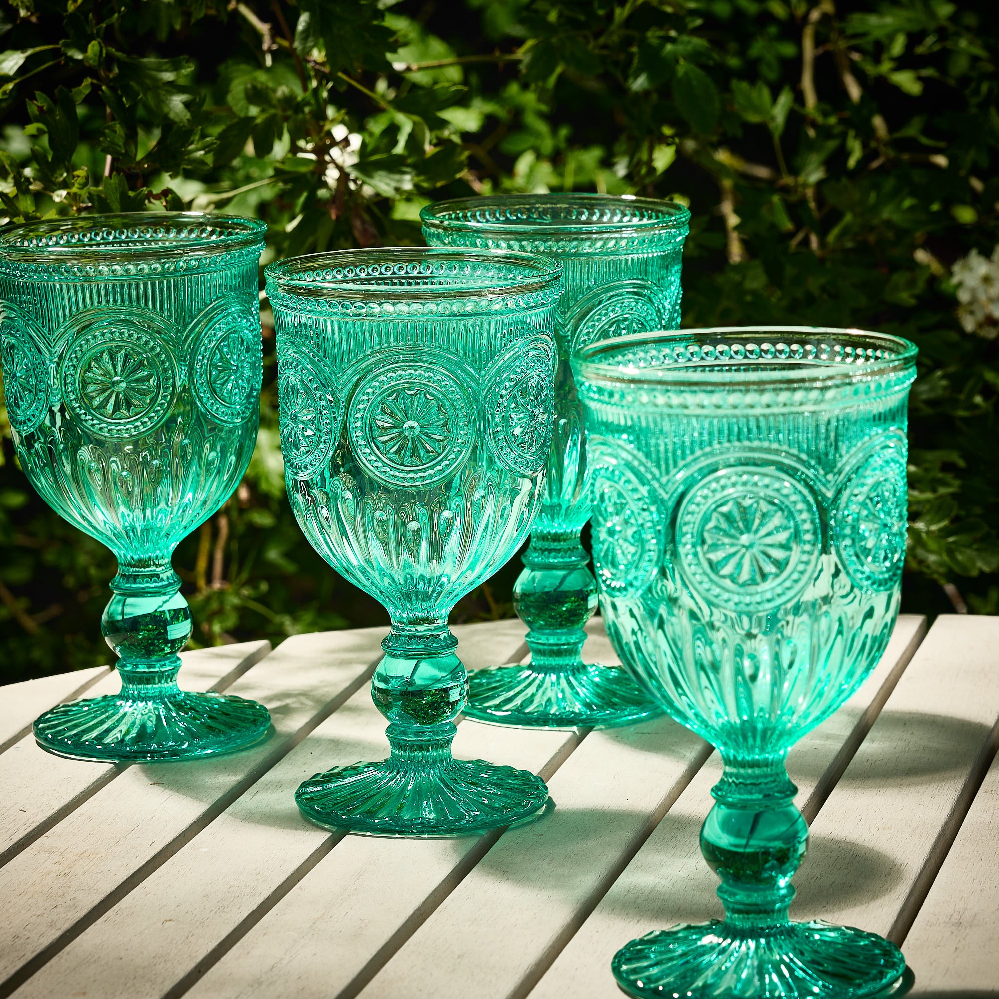Set of 4 Jewelled Mandala Wine Goblets - Evergreen Home Interiors