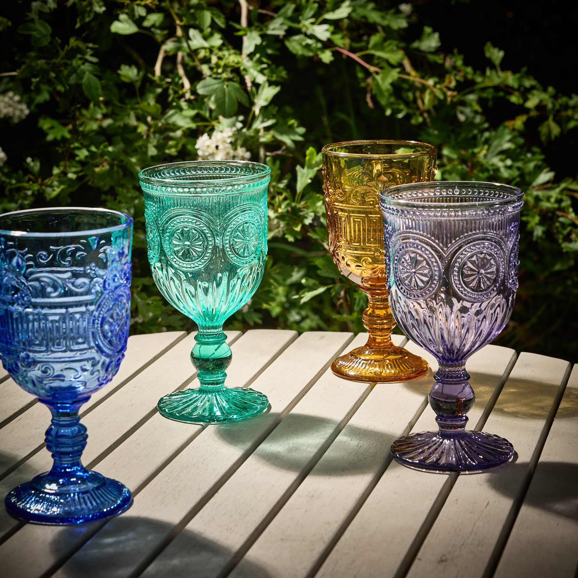 Set of 4 Jewelled Mandala Wine Goblets - Evergreen Home Interiors