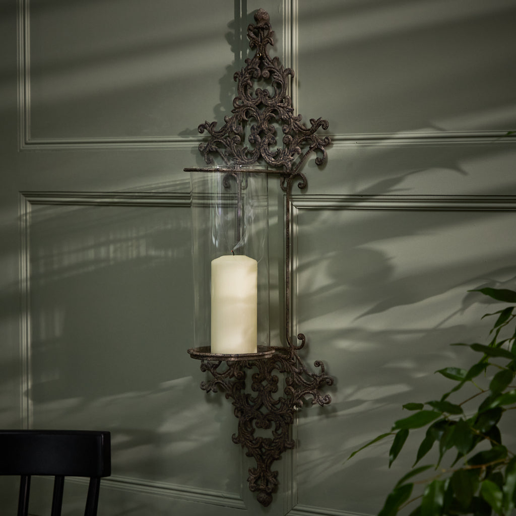 Gothic Wall Hurricane Lantern - Evergreen Home Interiors
