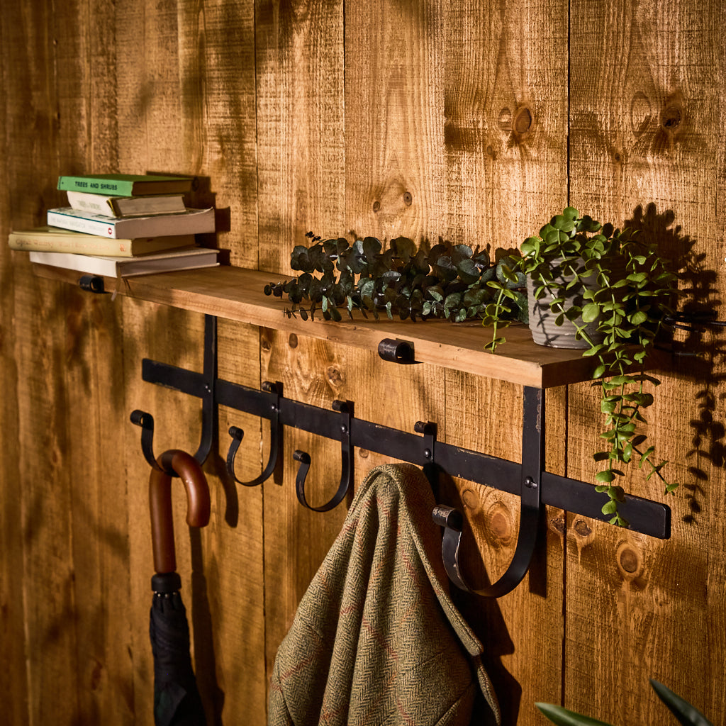 rustic wooden wall shelf