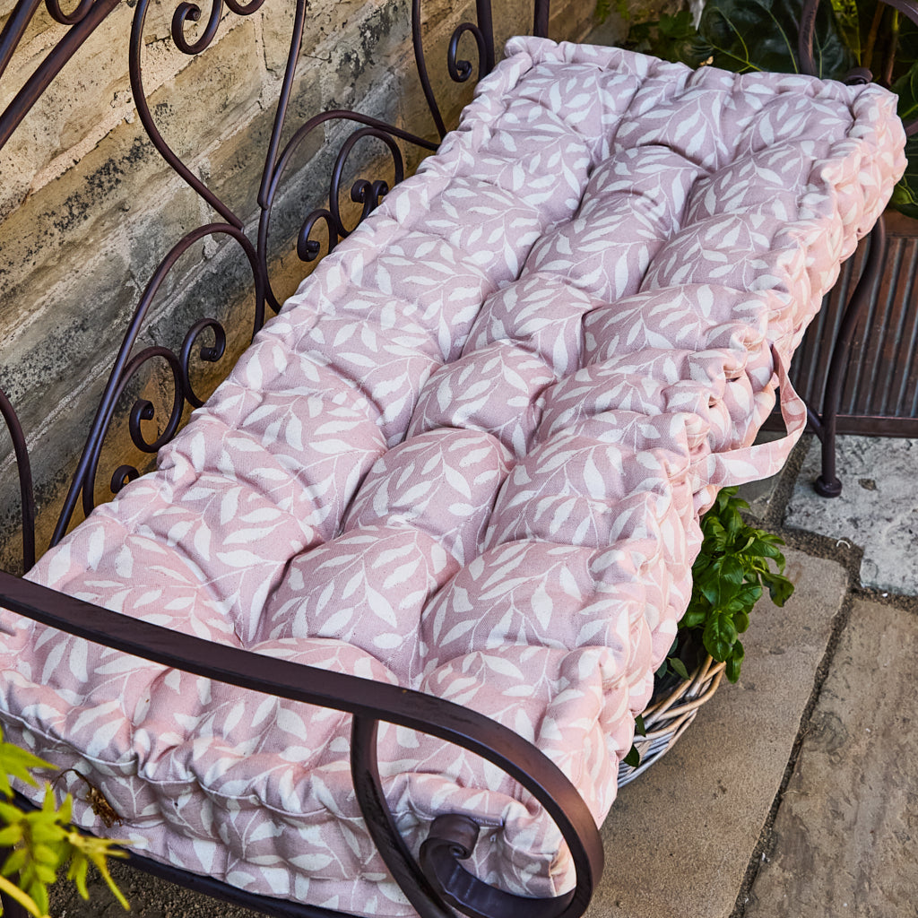 Blush Pink Botanical Bench Cushion - Evergreen Home Interiors