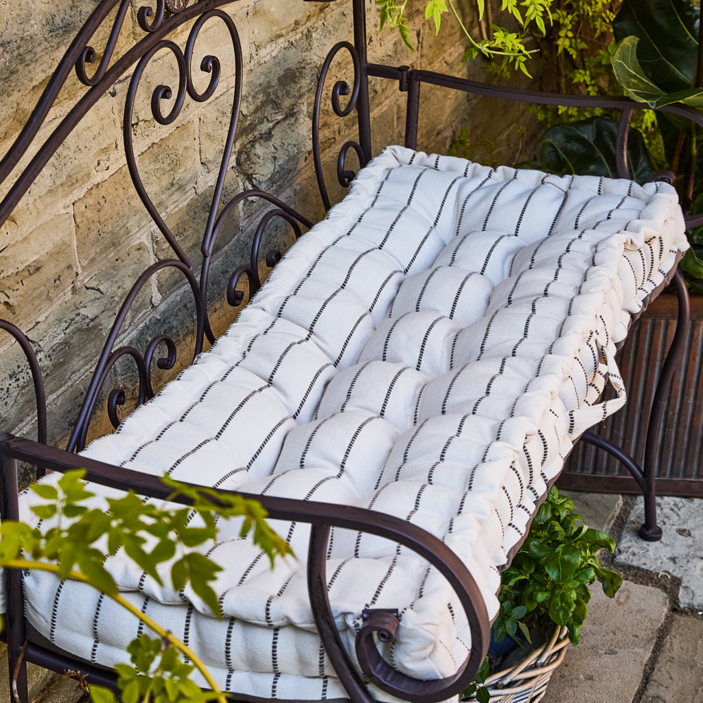 Running Stitch Striped Bench Cushion - Evergreen Home Interiors