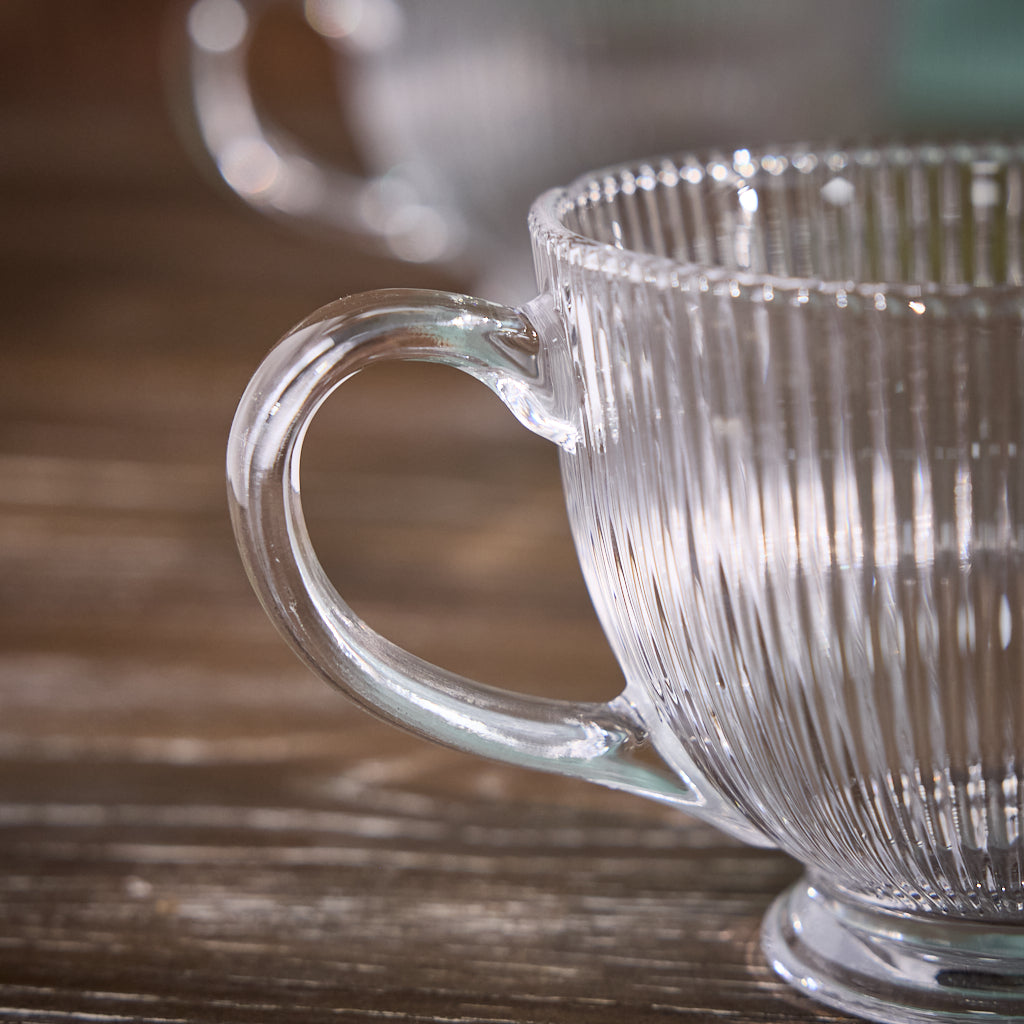 Mid-Century Ribbed Coffee Glasses - Evergreen Home Interiors