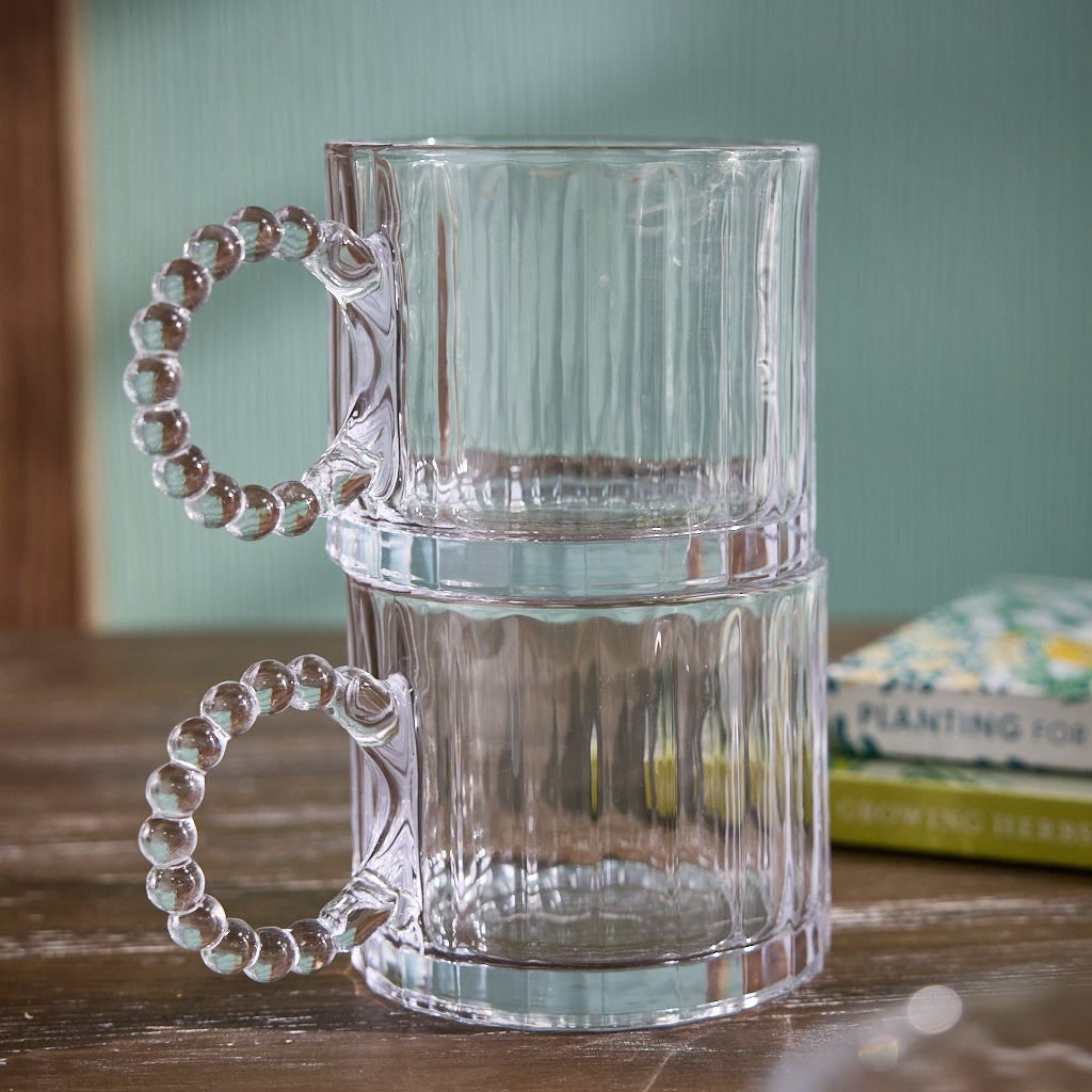 Mid-Century Bevelled Coffee Glasses Set of 4 - Evergreen Home Interiors