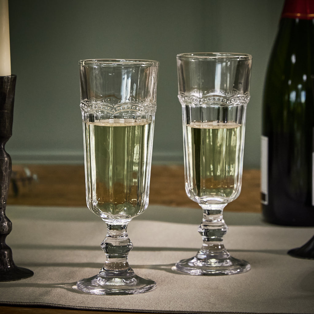 Bevelled Glass Champagne Flute - Evergreen Home Interiors