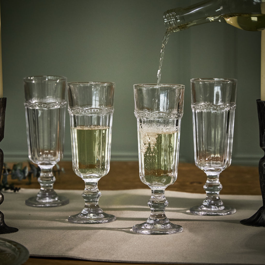 Bevelled Glass Champagne Flute - Evergreen Home Interiors