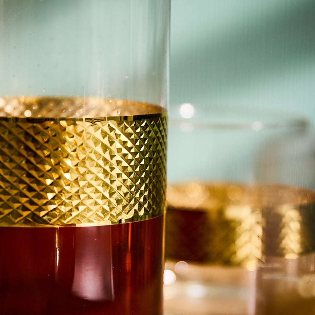 Diamond Embossed Gold Decanter - Evergreen Home Interiors 