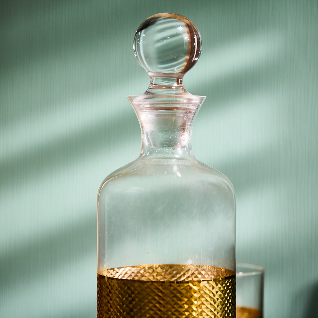 Diamond Embossed Gold Decanter - Evergreen Home Interiors 