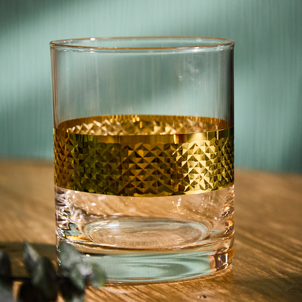 Diamond Embossed Gold Tumblers - Evergreen Home Interiors 