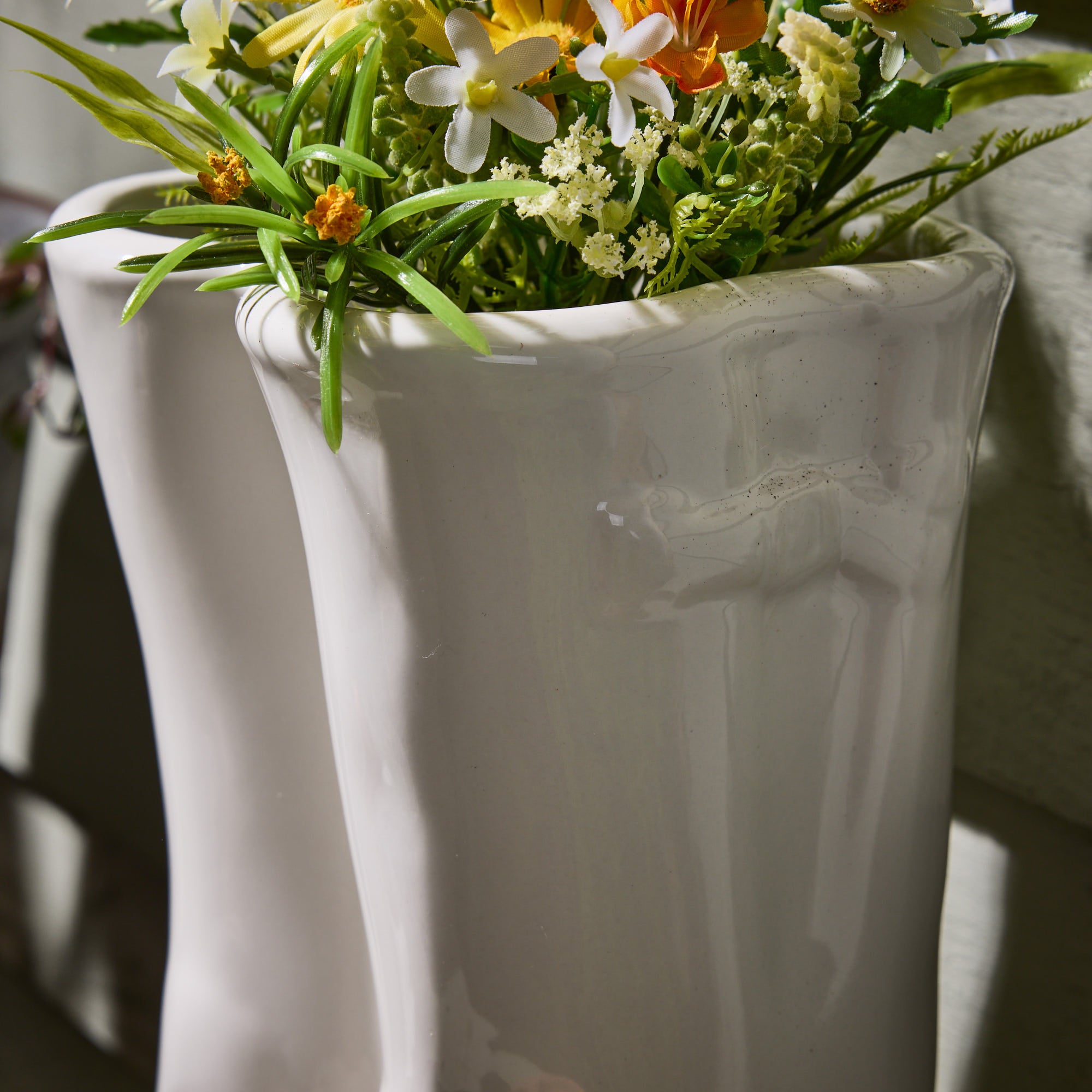 White Wellington Boot Planters - Evergreen Home Interiors 