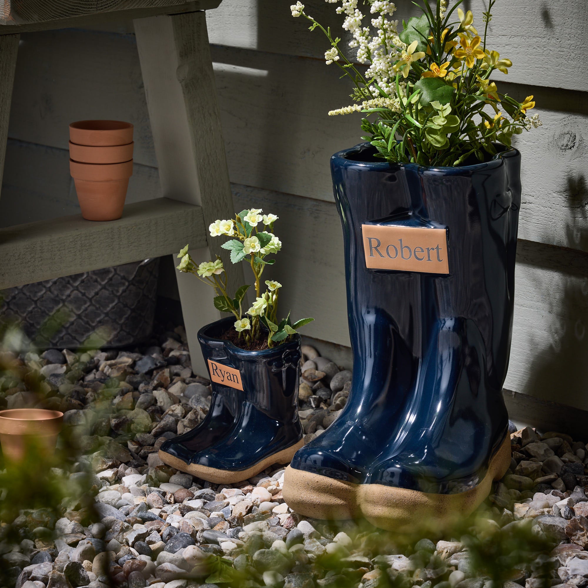 Personalised Wellington Boot Planter - Evergreen Home Interiors 