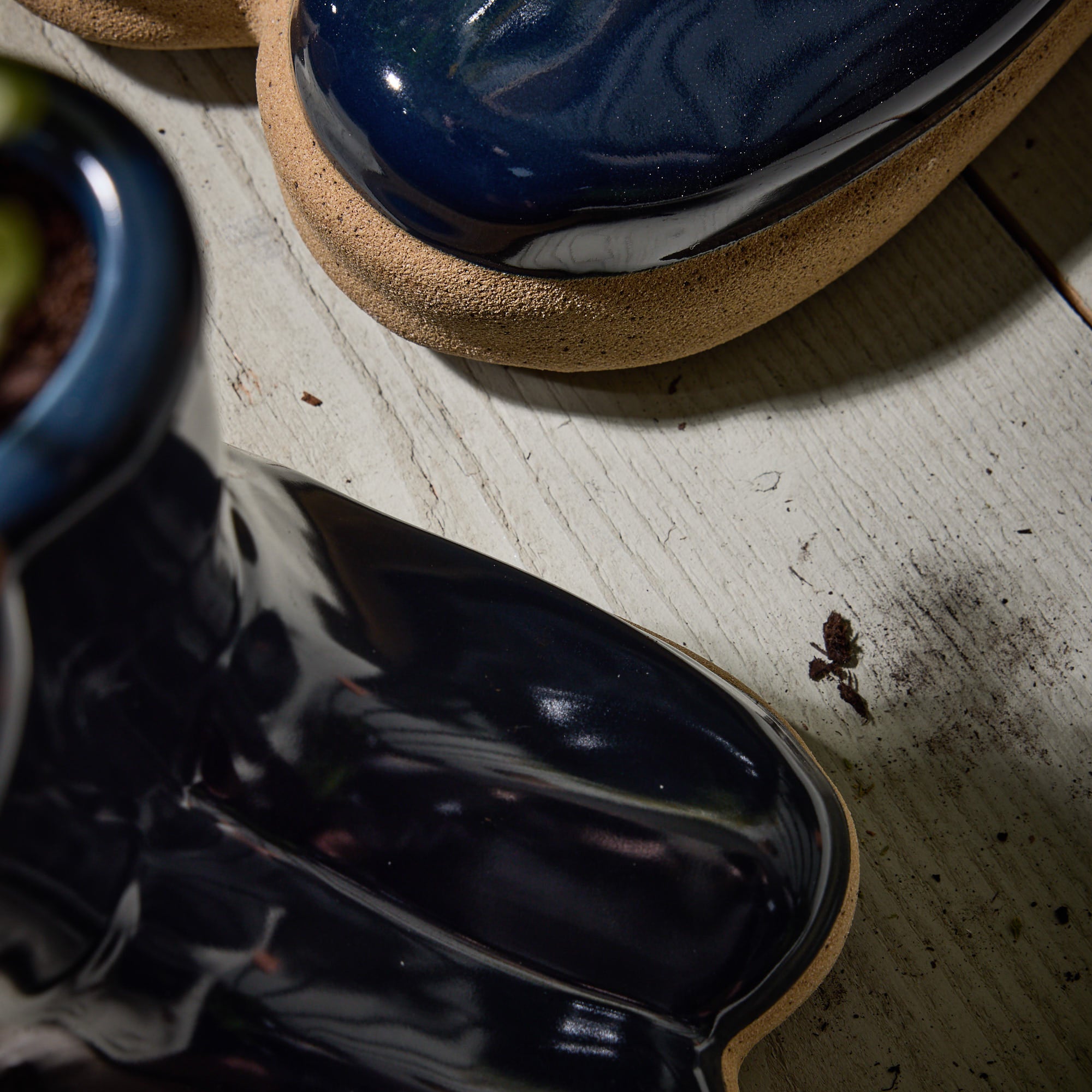 Midnight Blue Wellington Boot Planters - Evergreen Home Interiors 