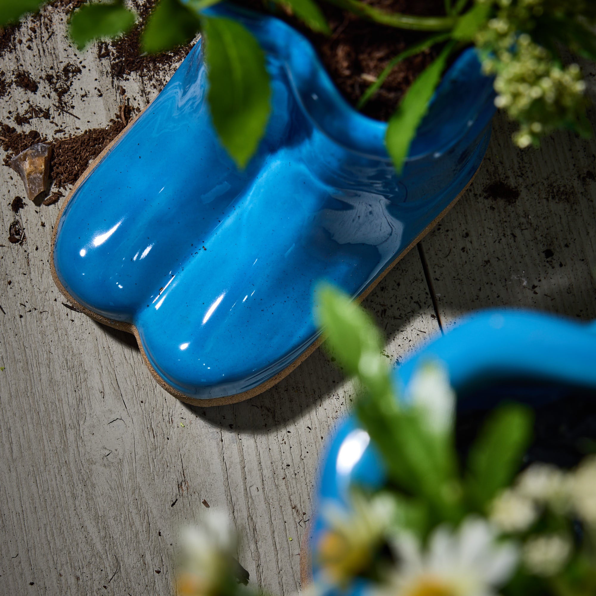 Light Blue Wellington Boot Planters - Evergreen Home Interiors 