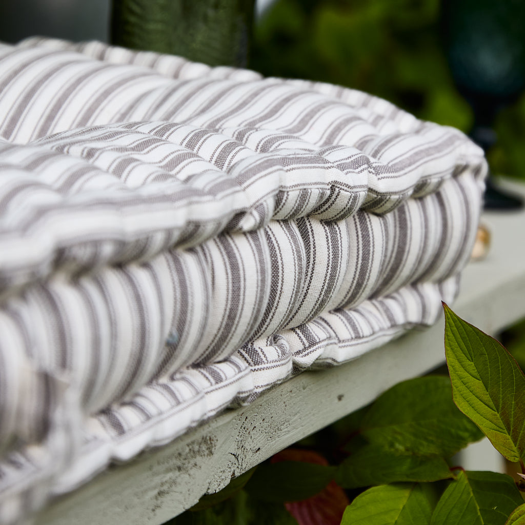 Grey Striped Bench Cushion - Evergreen Home Interiors 