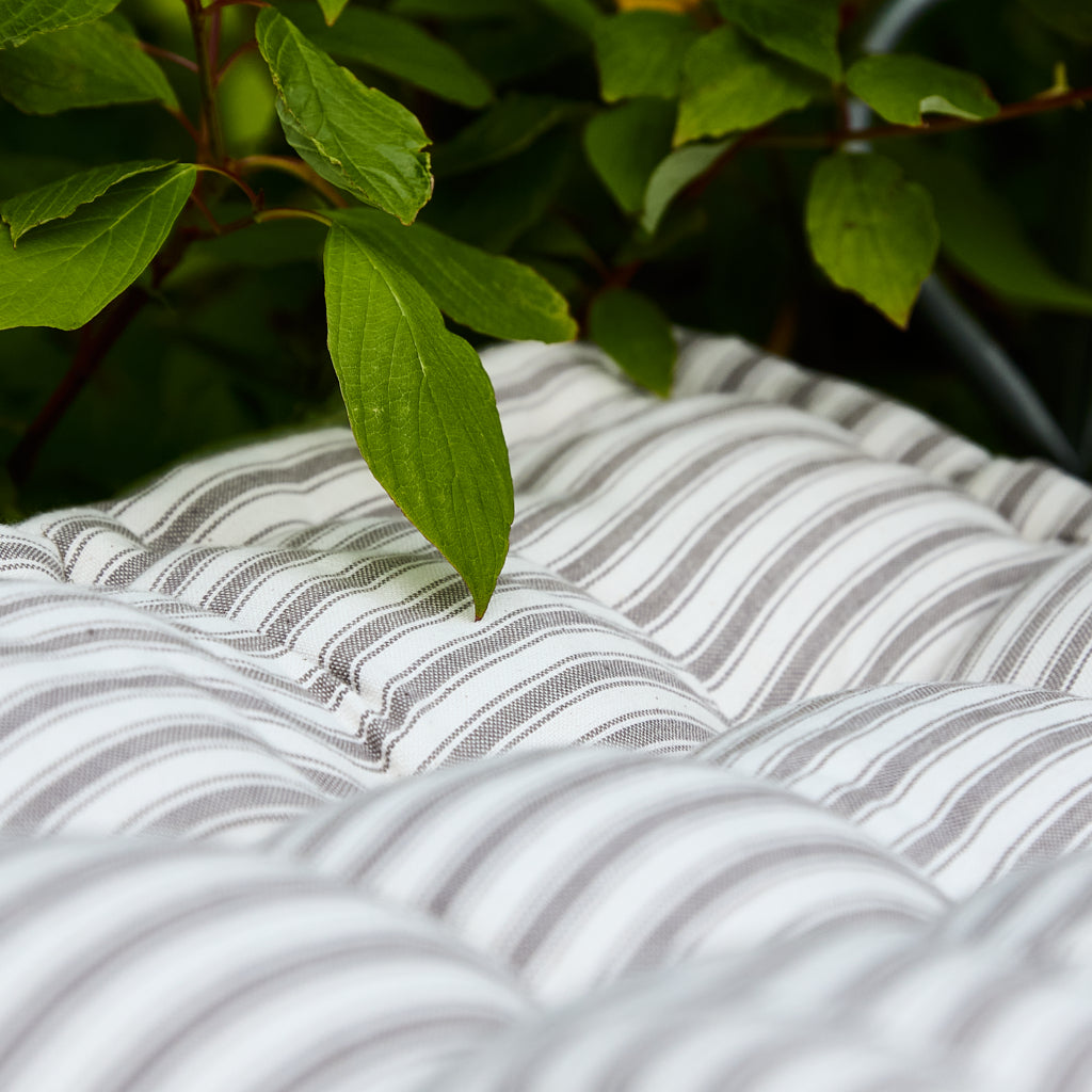 Grey Striped Bench Cushion - Evergreen Home Interiors 