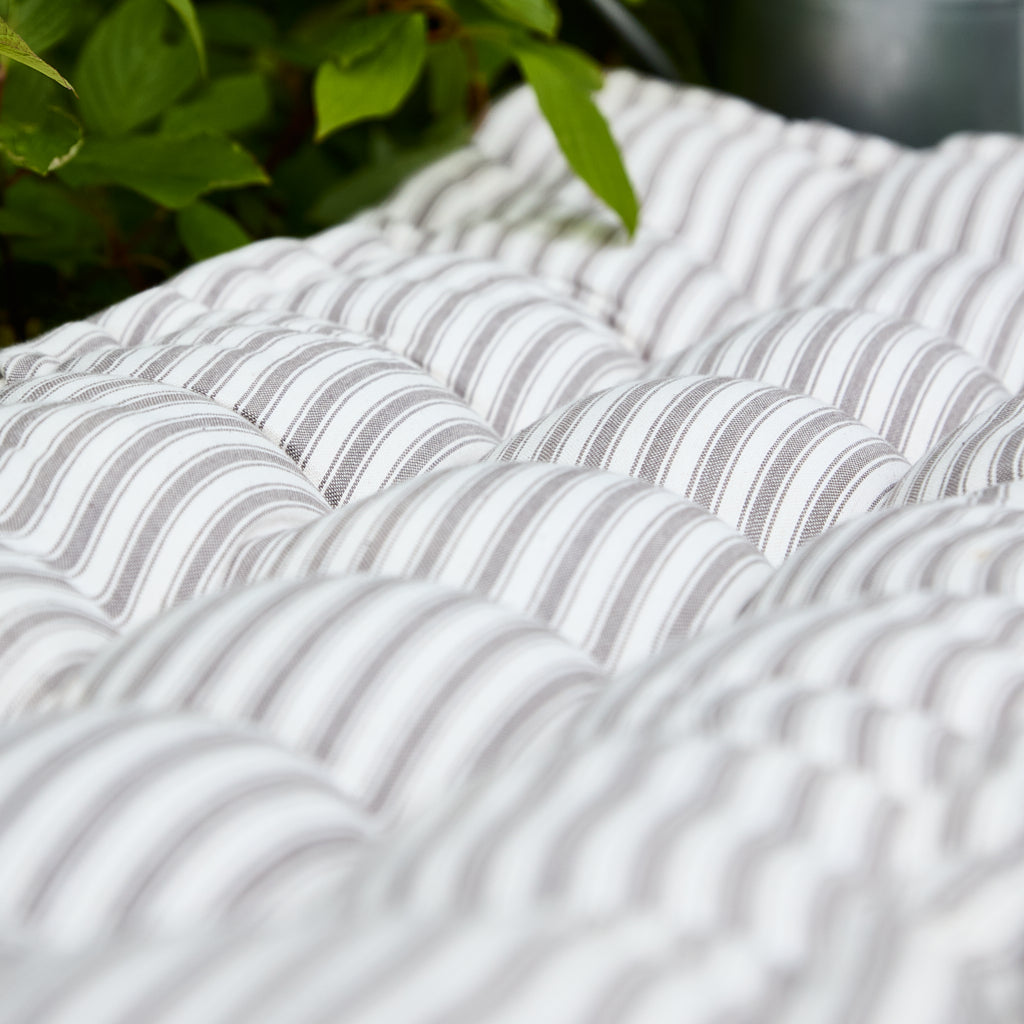 Grey Striped Bench Cushion - Evergreen Home Interiors 