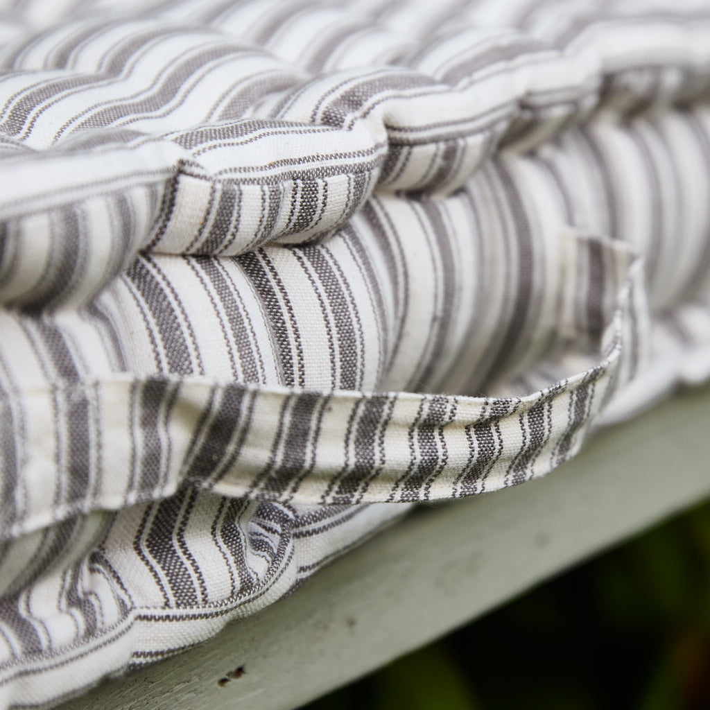 Grey Striped Bench Cushion - Evergreen Home Interiors 