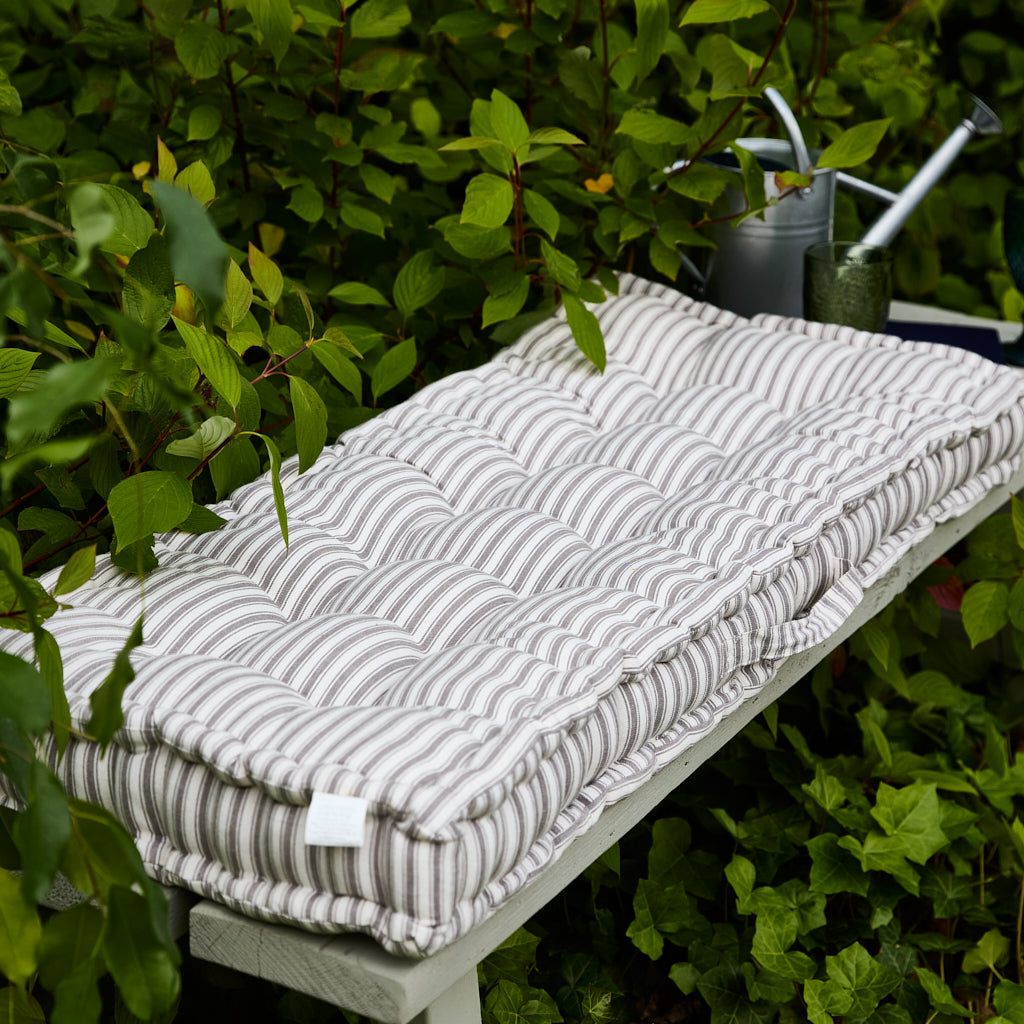 Grey Striped Bench Cushion - Evergreen Home Interiors 
