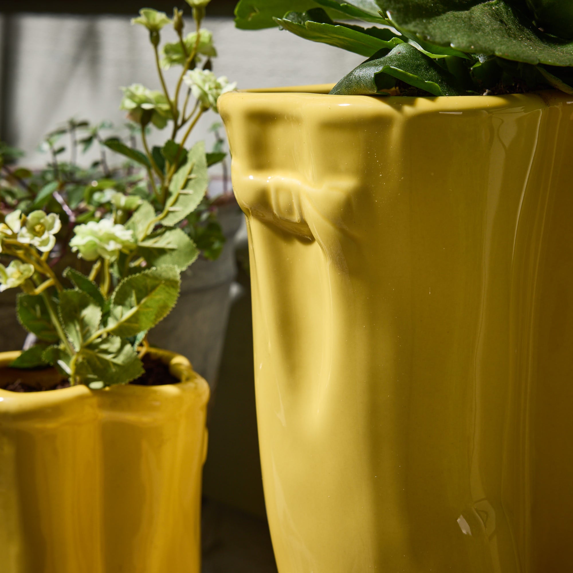 Yellow Wellington Boot Planters - Evergreen Home Interiors 
