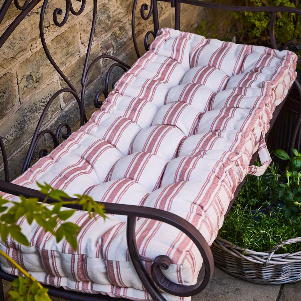 Pink Striped Bench Cushion - Evergreen Home Interiors 