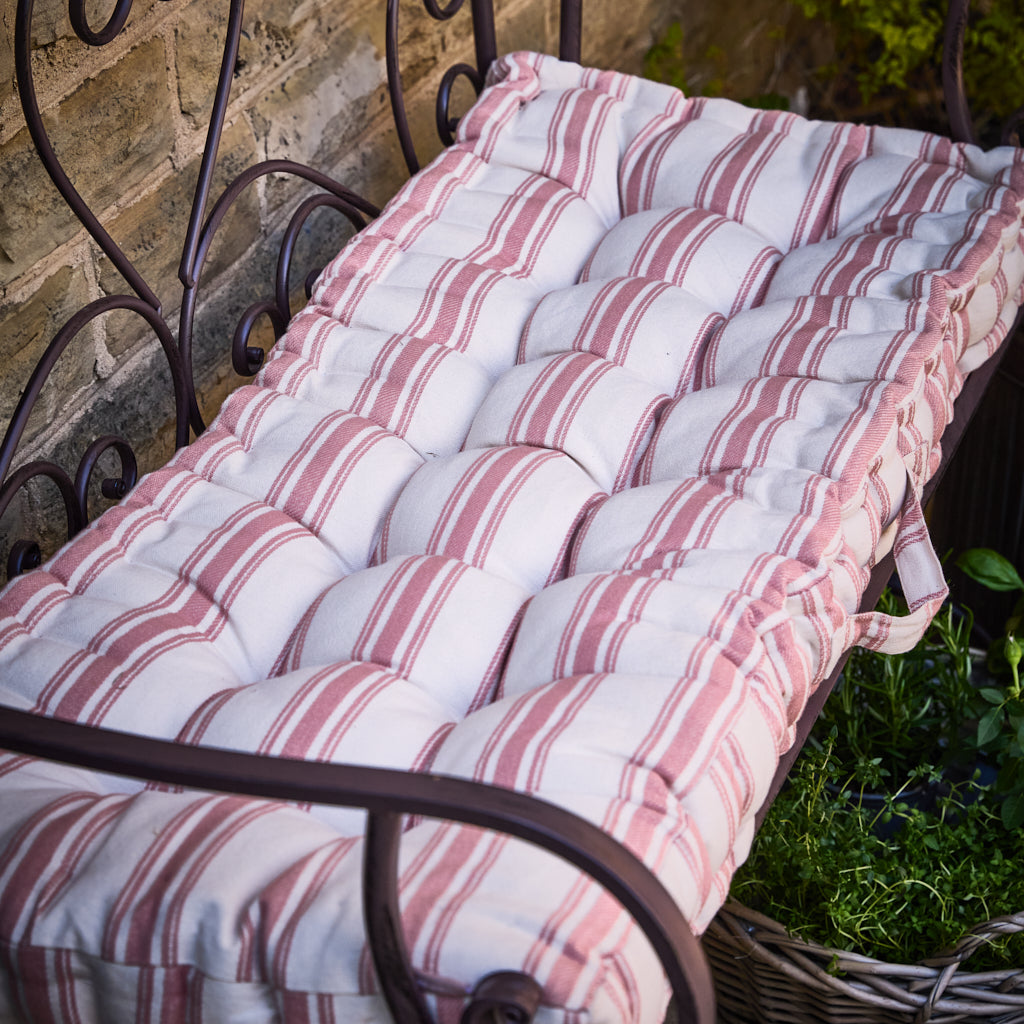 Pink Striped Bench Cushion - Evergreen Home Interiors 