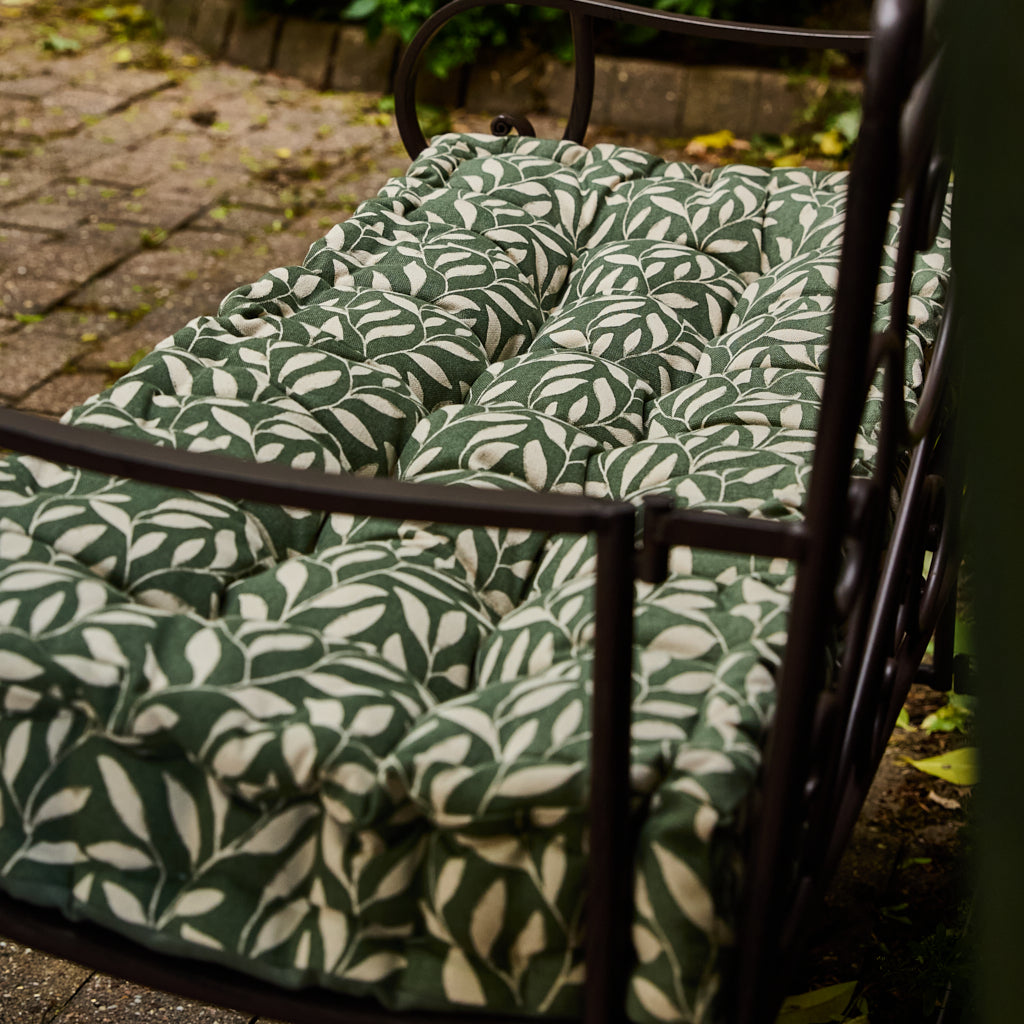 Forest Green Botanical Bench Cushion - Evergreen Home Interiors 