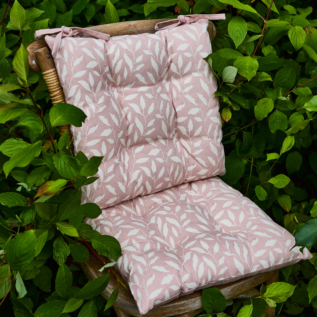 Pink Botanical Print Seat Pads - Evergreen Home Interiors 