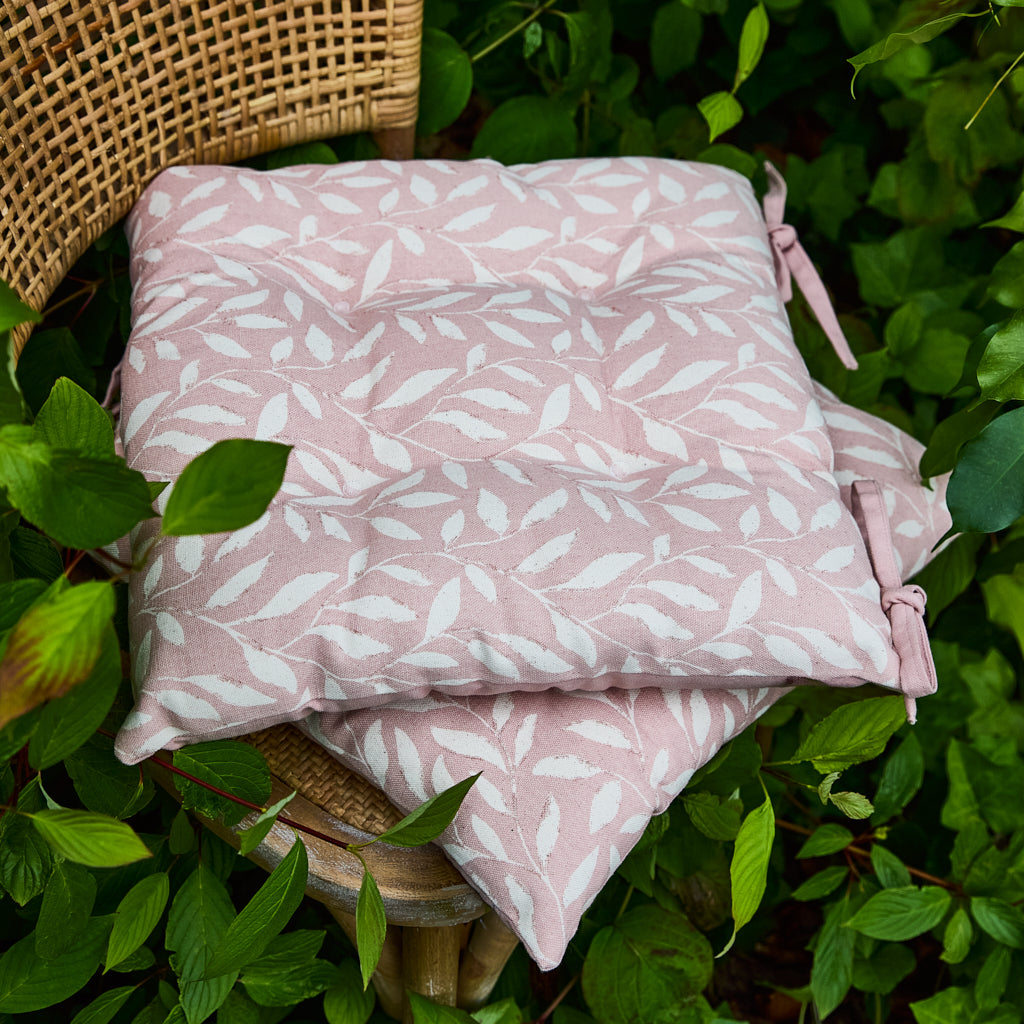 Pink Botanical Print Seat Pads - Evergreen Home Interiors 