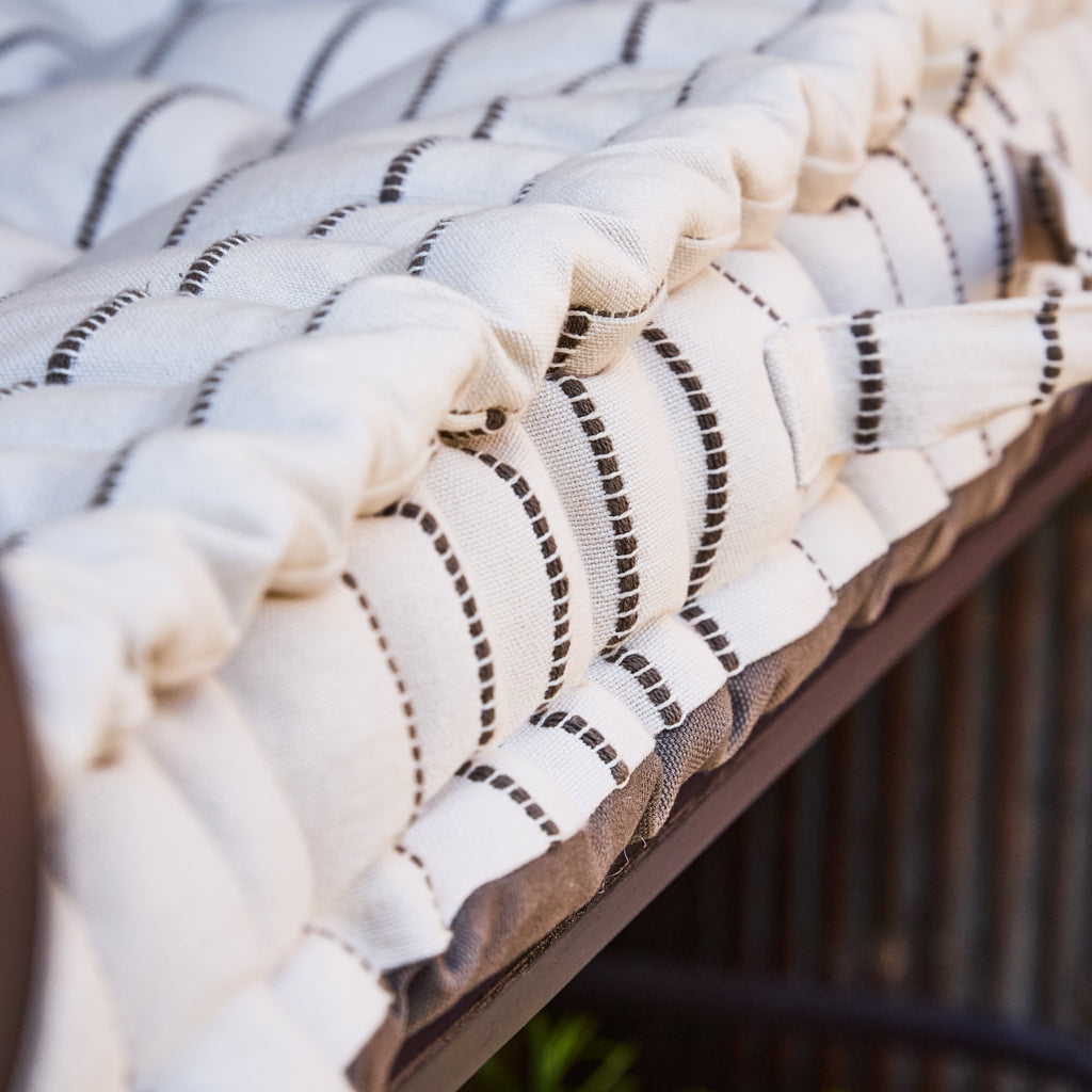 Running Stitch Striped Bench Cushion - Evergreen Home Interiors 