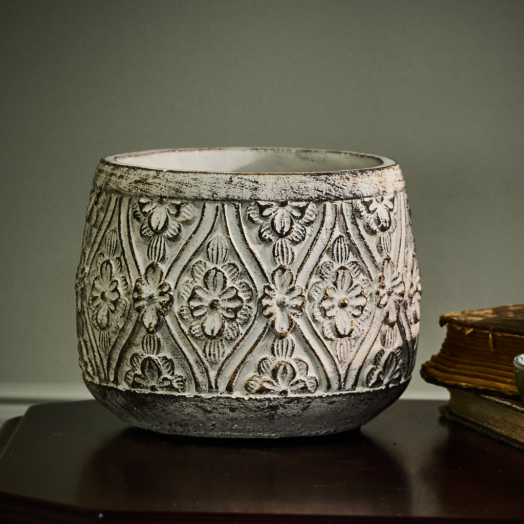 Vintage Floral Embossed Planters - Evergreen Home Interiors 