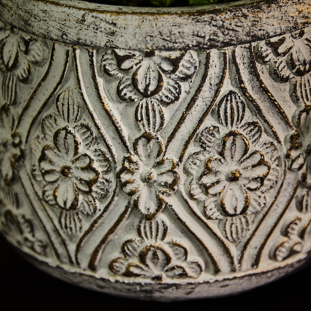 Vintage Floral Embossed Planters - Evergreen Home Interiors 