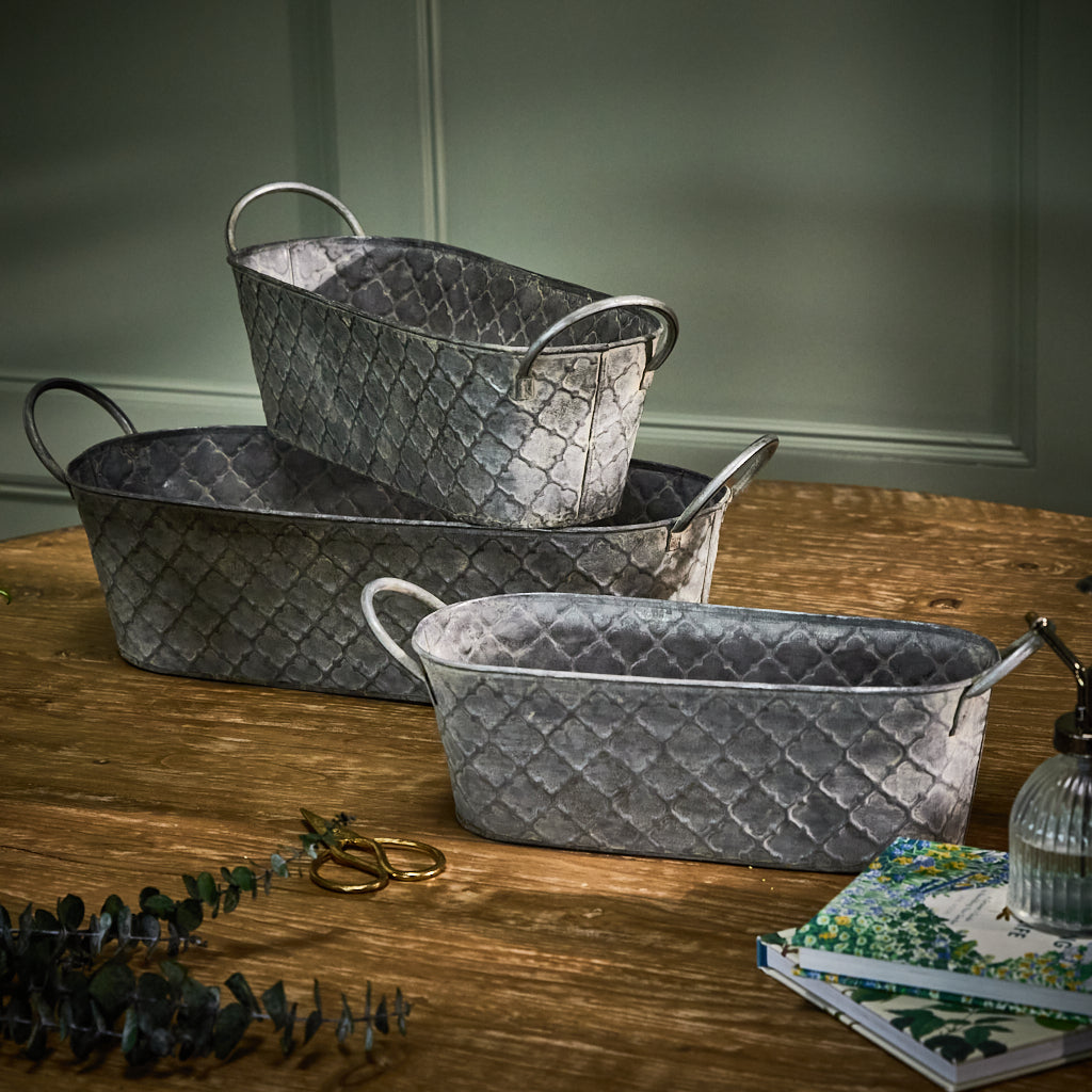 Set of 3 Gothic Trellis Planters - Evergreen Home Interiors 