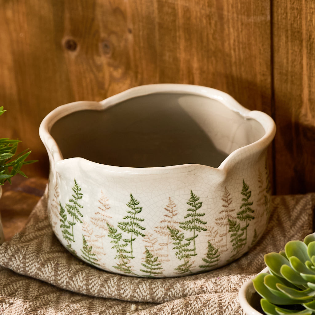 Set of 3 Fern Leaf Jardinière Planters - Evergreen Home Interiors 