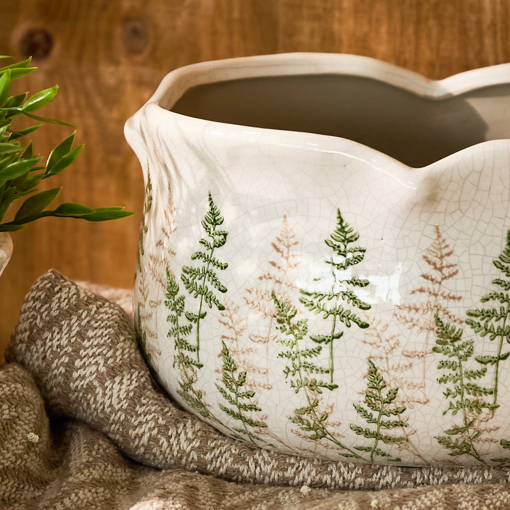 Set of 3 Fern Leaf Jardinière Planters - Evergreen Home Interiors 