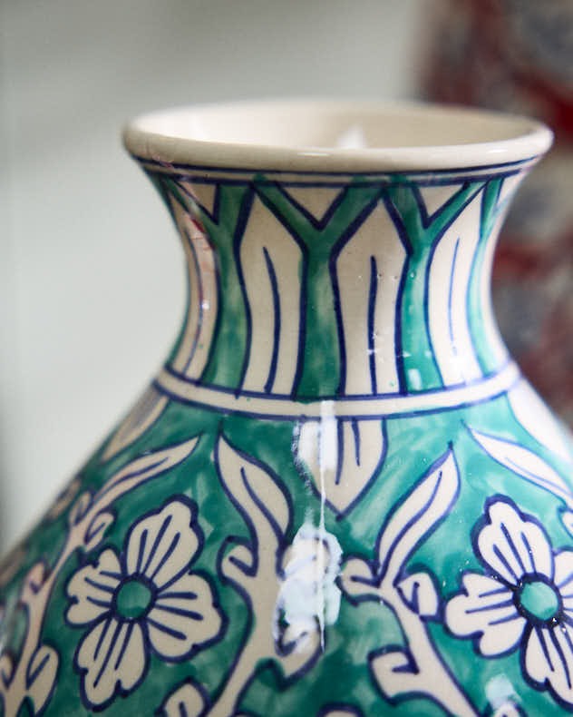 Taormina Teal Floral Vase