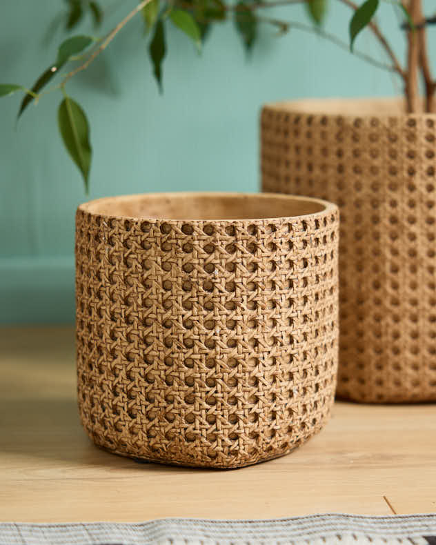 Faux Rattan Planters